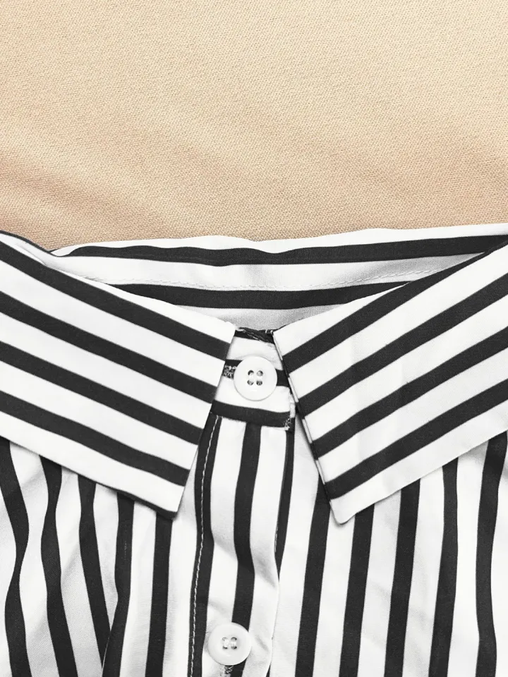 Striped Shirt Shorts Set