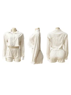 Striped Shirt Shorts Set