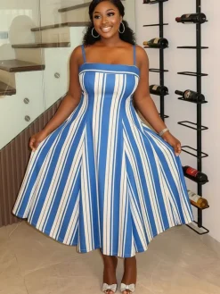 Striped Spaghetti Strap Dress