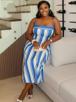 Striped Spaghetti Strap Dress