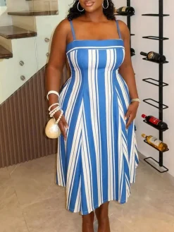 Striped Spaghetti Strap Dress