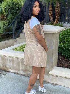 Stripes Casual Two Piece Blazer Vest Suit