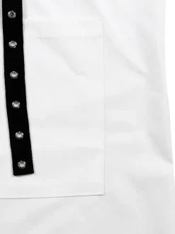 Studded Trim Oversized Shirt Midi Dress