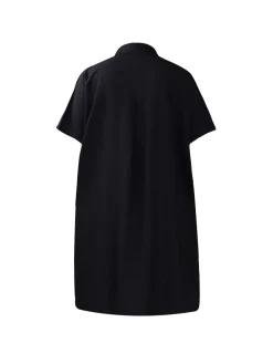 Studded Trim Oversized Shirt Midi Dress