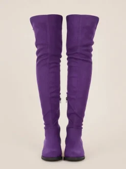 Suede Over-the-Knee Flat Riding Boots