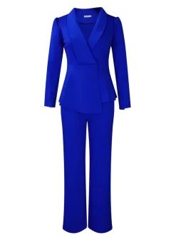 Tailored Lapel Peplum Blazer Pants Set