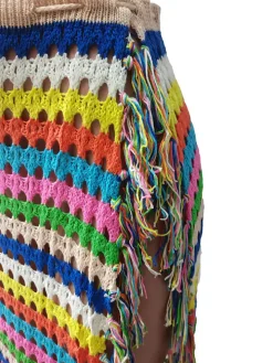 Tassel Slit Coverup Knit See Maxi Skirts