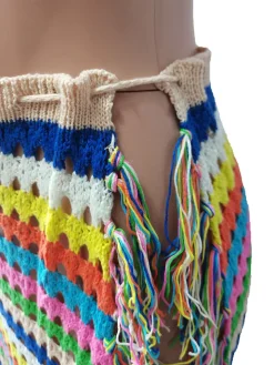 Tassel Slit Coverup Knit See Maxi Skirts
