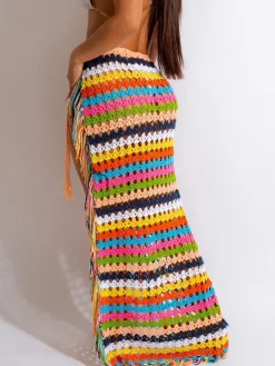 Tassel Slit Coverup Knit See Maxi Skirts