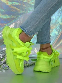 Thick Sole Breathable Mesh Lace-Up Sneakers