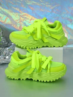 Thick Sole Breathable Mesh Lace-Up Sneakers