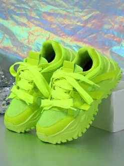 Thick Sole Breathable Mesh Lace-Up Sneakers