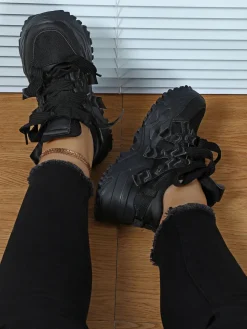 Thick Sole Breathable Mesh Lace-Up Sneakers