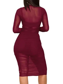 Three Piece Mesh Long Sleeve Solid Outfits