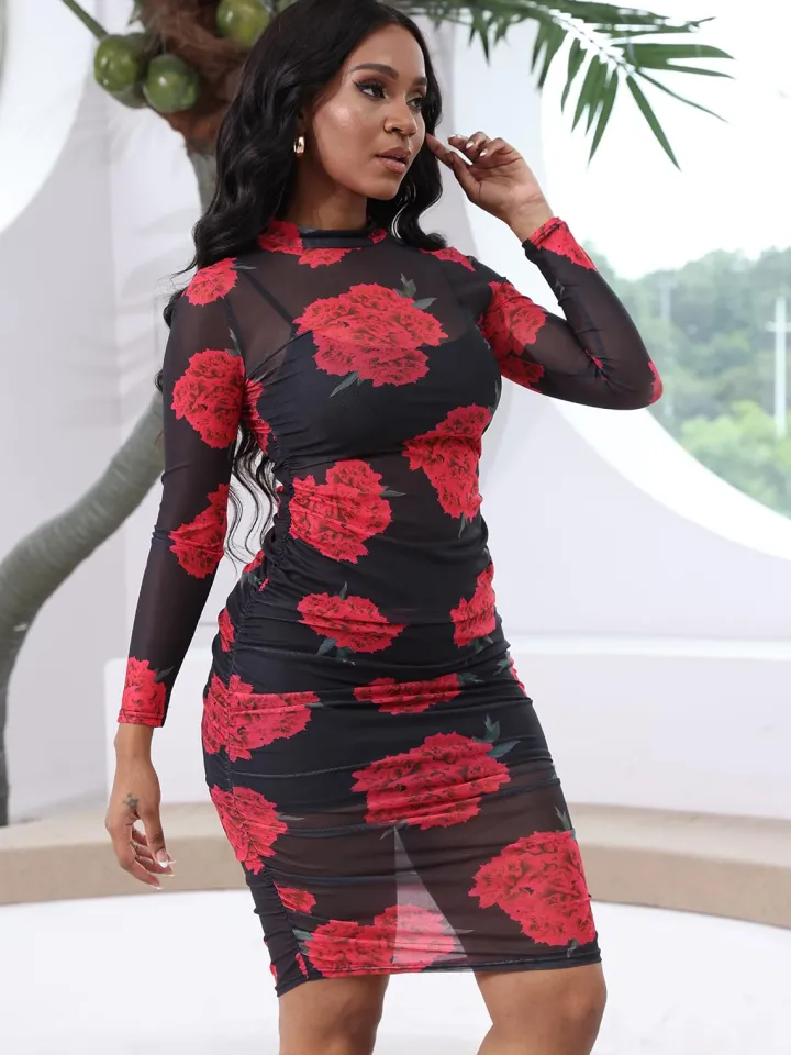 Three Piece Mesh Midi Dress Short Set