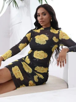 Three Piece Mesh Midi Dress Short Set