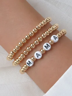 Three Piece Minimalist MAMA Pearl Bracelets