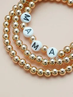 Three Piece Minimalist MAMA Pearl Bracelets