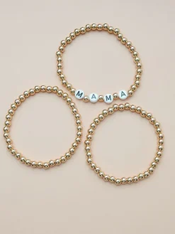 Three Piece Minimalist MAMA Pearl Bracelets