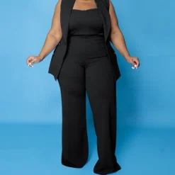 Three Piece Tank Top Wide Leg Pants Set