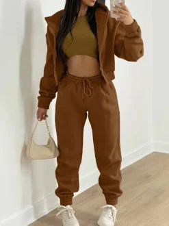 Three Pieces Vest and Hoodie and Pants Set