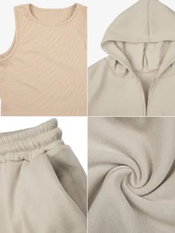 Three Pieces Vest and Hoodie and Pants Set