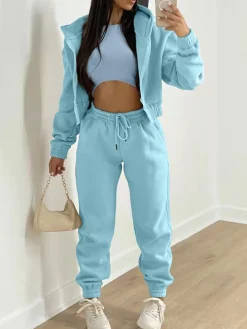 Three Pieces Vest and Hoodie and Pants Set