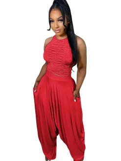 Two Piece Backless Crop Top Bloomers