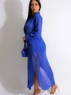 Two Piece Chiffon Long Sleeve Top Shorts