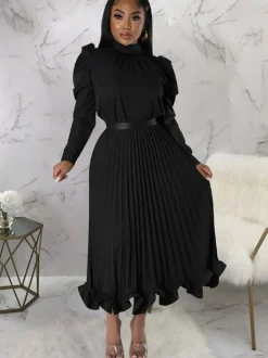 Two Piece Crop Top Pleated Maxi Skirts