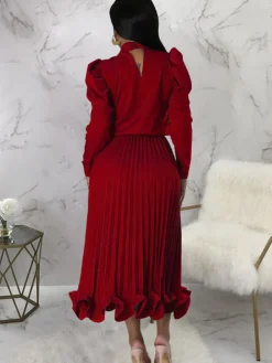 Two Piece Crop Top Pleated Maxi Skirts