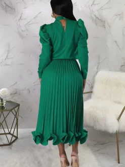 Two Piece Crop Top Pleated Maxi Skirts