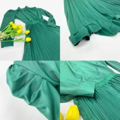 Two Piece Crop Top Pleated Maxi Skirts