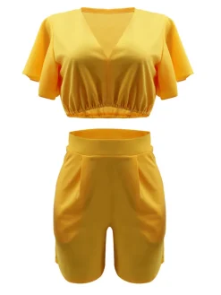 Two Piece Crop Top shorts Set