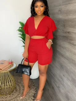 Two Piece Crop Top shorts Set