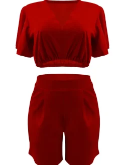 Two Piece Crop Top shorts Set
