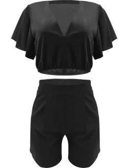 Two Piece Crop Top shorts Set