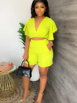 Two Piece Crop Top shorts Set