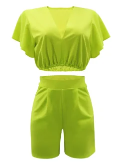 Two Piece Crop Top shorts Set