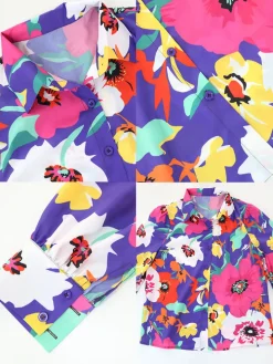 Two Piece Floral Print Shirt Midi Skirts