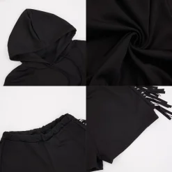 Two Piece Fringe Hooded Shorts Set