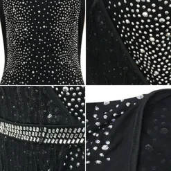 Two Piece Giltter Rhinestone Mesh Outfits