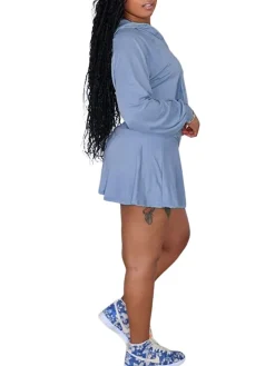 Two Piece Hoodie Crop Top Skirt Set