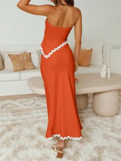 Two Piece Irregular Tube Top Maxi Skirt