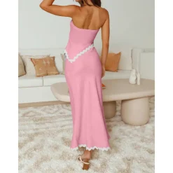 Two Piece Irregular Tube Top Maxi Skirt