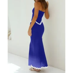 Two Piece Irregular Tube Top Maxi Skirt