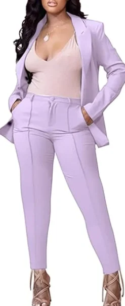 Two Piece Long Sleeve Blazer Pants Set