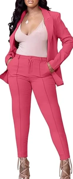 Two Piece Long Sleeve Blazer Pants Set