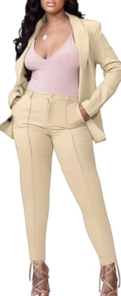 Two Piece Long Sleeve Blazer Pants Set