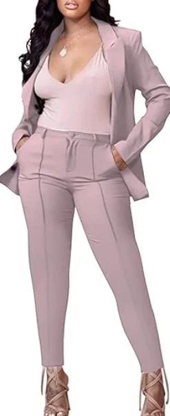 Two Piece Long Sleeve Blazer Pants Set